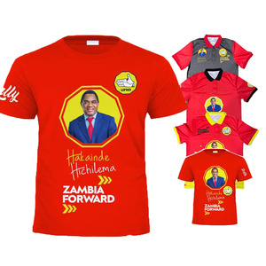 Camiseta Política Roja de la Campaña Electoral de Zambia con Foto del <span class=keywords><strong>Candidato</strong></span> y Logotipo del Partido, Camiseta para Hombre - Product Image 1