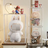 Grand présentoir de rangement et de présentation en acrylique transparent pour poupée Bubu en peluche et boîte aveugle Vitrines de jouets en plastique durables