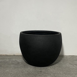 Fioriera Rotonda Grande da Esterno in Fibra di Vetro Nera, Semplice ed Ecologica, <span class=keywords><strong>per</strong></span> Patio, Giardino, Centro Commerciale, Hotel - Product Image 6