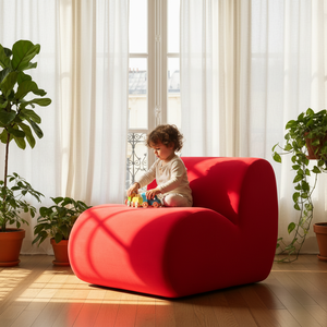 <span class=keywords><strong>Fauteuil</strong></span> simple de style nordique moderne avec dossier semi-circulaire, revêtement en tissu durable pour appartement et salon - Product Image 3