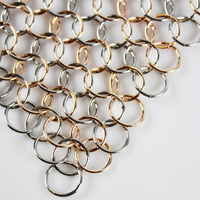 Rideau en maille métallique décorative en acier inoxydable pour mur, plafond et cloison, avec anneaux de rideau