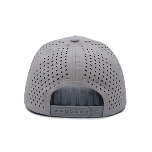 OEM Custom 100% Polyester Silk Screen Printed Water Resistant 5-Panel Laser Cut Embroidery Patch Sport Rope <strong>Grey</strong> <strong>Baseball</strong> <strong>Cap</strong> - Product Image 4