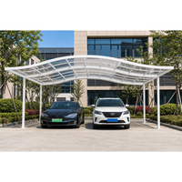 Cochera de Aluminio con Acabado en Polvo Anticorrosión, Material Ecológico y Sostenible, Diseño Moderno en Arco, Capacidad para 2 Autos