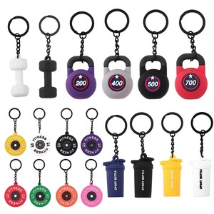 Pendentif de charme de fitness en silicone 3D imprimé UV, porte-clés en caoutchouc PVC sportif avec décoration de salle de sport - Product Image 1