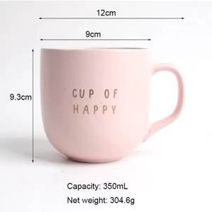 Elegant 12oz Porcelain <b>Ceramic</b> Coffee <b>Mug</b> Soft Pink Matte Finish Microwave Dishwasher Safe Food Safe Reusable Cartoon Design - Product Image 6