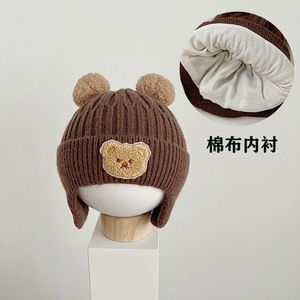 Nuevo Oso de dibujos animados bebé lindo pompón niños niñas gorro coreano tejido niño niños protección auditiva piel sombreros de invierno gorras para bebé - Product Image 4