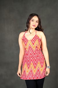 Kurti Halter Chevron Exclusif Siya Confortable Dos Élastique Motif Floral Zigzag Polyvalent Fête Quotidien Bestseller Infroissable - Product Image 2