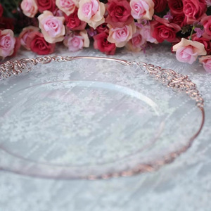 Assiettes <span class=keywords><strong>de</strong></span> présentation transparentes <span class=keywords><strong>de</strong></span> 13 pouces avec bordure perlée dorée pour <span class=keywords><strong>mariage</strong></span>, <span class=keywords><strong>anniversaire</strong></span>, dîner, vaisselle - Product Image 3