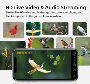 Mangeoire à oiseaux intelligente avec caméra IA, vision en direct HD 2.5K, alimentation solaire, reconnaissance instantanée des espèces d'oiseaux, alertes en <span class=keywords><strong>temps</strong></span> réel, sans fil, cadeau idéal - Product Image 5