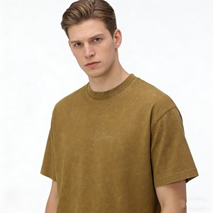 Fabricantes de ropa estampan camisetas de algodón Terry con efecto desgastado para hombre, nueva colección de verano. - Product Image 4