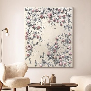 Haute sens Rose peint à la main peinture à l'huile crème vent allée porche peinture décorative Art peinture suspendue - Product Image 4