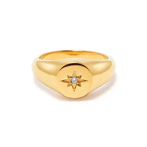ठीक क्रिस्टल गहने स्टेनलेस स्टील गोल्ड स्टार अंगूठी महिलाओं पत्थर की अंगूठी 18k सोने उत्तर सितारा अंगूठी