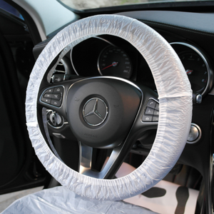 <span class=keywords><strong>Couvre</strong></span> <span class=keywords><strong>volant</strong></span> <span class=keywords><strong>jetable</strong></span> en <span class=keywords><strong>plastique</strong></span> LDPE blanc - Product Image 2