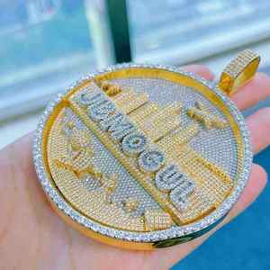 Vintage 925 Sterling <b>Silver</b> Moissanite Cross Pendant <b>Silver</b> Plated Custom Iced Out Big <b>Charm</b> Bling Party Jewelry - Product Image 3