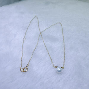 Collier de perles d'eau douce naturelles Wenchi Zhuji 6-7mm, pendentif en bois parallèle Aurora pur argenté, design simple et polyvalent - Product Image 4