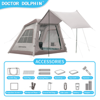 Couverture de camping gonflable automatique portable Oxford, double couche, anti-moustiques, imperméable, en maille haute densité, quatre saisons, pour couples