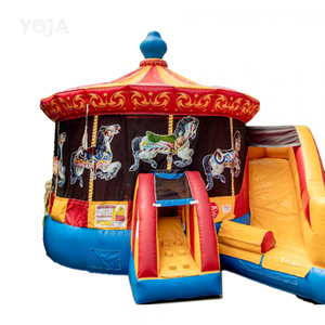 Château gonflable Yoja YOA-15 personnalisable pour enfants, intérieur/extérieur, avec carrousel, en PVC, certifié CE - Product Image 4