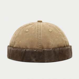 Gorra Docker de Algodón Lavado Bicolor con Efecto Desgastado Estilo Retro 2025 para Hombre, sin Visera, Estilo Hip Hop, Deportiva para Exteriores - Product Image 6