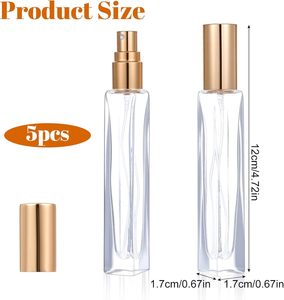 Flacon pulvérisateur vide transparent de 10 ml, rond et rectangulaire, en verre avec bouchon à vis en aluminium, sérigraphie, idéal pour les voyages – Vente chaude - Product Image 2