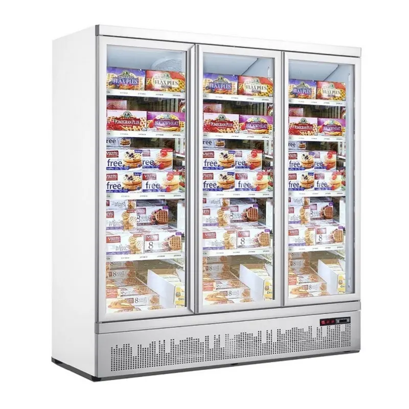 Kommerzielle aufrechte Vitrine Kühlschrank Supermarkt Kühlgeräte Eis Display Gefrier schrank