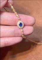 Lanphear Jewelry Bracelet de tennis personnalisé en or 18 carats avec saphir bleu royal naturel Bracelet simple/à la mode
