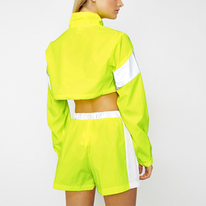 Custom Own logo Polyester Jacket Reflective Crop Top Woman Windcheater Color Block <strong>Womens</strong> Streetwear Bright <strong>Windbreaker</strong> - Product Image 5