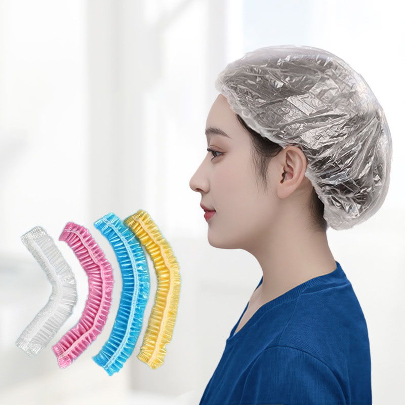 42cm Hotels Disposable Hair Plastic Shower Cap Waterproof Bath Caps Disposable Women Processing Hair Cover Clear Shower Caps