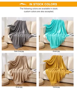Wavy Textured Nordic <strong>Knitted</strong> <strong>Throw</strong> Blanket, Lightweight Summer Decorative Couch <strong>Throw</strong> with Tassels Bohemian Style - Product Image 2