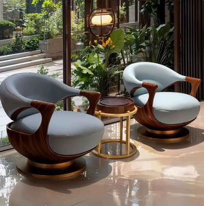 Poltrona Lounge dal Design Moderno in Legno Massello di Frassino e Noce Nuova Sedia Divano dal Design Creativo in Vera Pelle per Soggiorno di Casa e Villa - Product Image 5