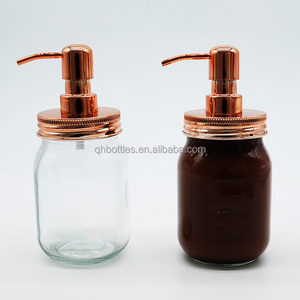 Frascos de Vidro Transparentes de Boca Larga 480ml para Armazenamento com Logo e Bomba para Sabão Líquido - Product Image 3