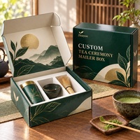 Boîte d'expédition personnalisée en carton ondulé E brillant pour cérémonie du thé avec dorure à chaud