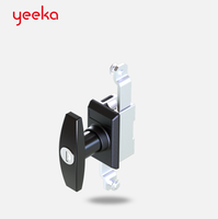 Serrure de panneau Yeeka 1123-1000-S190 en zinc moulé sous pression, noire thermolaquée, avec poignée à bascule pour contrôle de tige