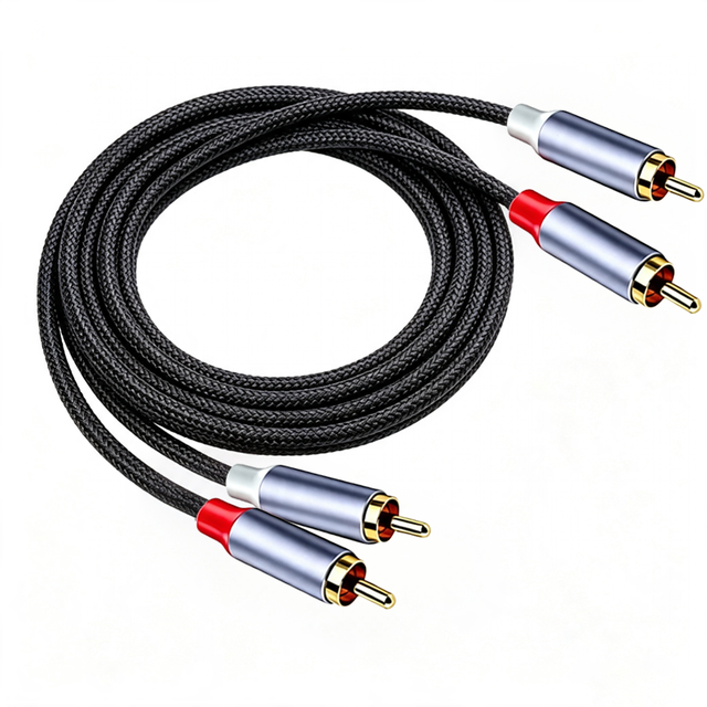 OEM ODM Gold Plated Speaker Audio Cable Factory Direct Sales 2RCA to RCA Nylon Braided Double Shielding Cable for Mixing Console