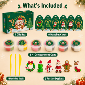 Kit de slime à séchage à l'air à 4 compartiments pour Noël, 6 tasses, 6 styles, figurines DIY, ensemble cadeau OEM pour enfants, vente <span class=keywords><strong>en</strong></span> gros - Product Image 3