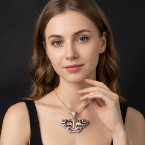 Collana con Ciondolo a Farfalla LAX DIORE JEWELS, Placcata in Oro per Donna, in Lega con Cristalli e Strass, Tema Romantico per Feste, Charm alla Moda - Product Image 1