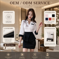 Tenue de spa personnalisée OEM ODM avec logo, uniforme de travail pour femmes, vêtements de salon de beauté, style chinois moderne, ensemble tunique et jupe pour massothérapeute