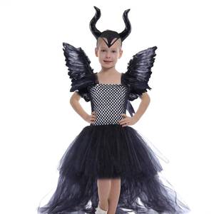 Robe en maille noire pour enfants HP, costume de sorcière Maleficent, déguisement de princesse pour fille, Halloween, H-G0079, polyester - Product Image 3