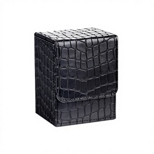 Porte-cartes en cuir PU gaufré Henwi, coins carrés, portable pour cartes de jeu - Product Image 3