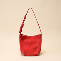 Sac seau hobo vintage en daim vert olive, petit sac à bandoulière, sac à main, logo personnalisé, fabricant OEM