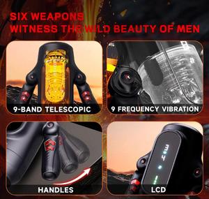 Masturbatore Automatico Iron Man '<span class=keywords><strong>Six</strong></span> Weapons' con Vibrazioni, Riscaldamento, Suoni e Design con Impugnatura - Product Image 4