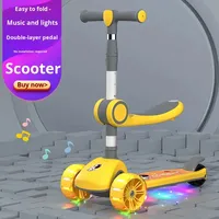 Trottinette pliable 2 en 1 pour enfants avec siège amovible, hauteur réglable, roues lumineuses, jouet de balade en plein air pour tout-petits