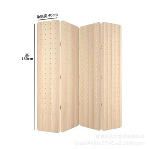 Wooden pegboard <b>folding</b> vertical <b>screen</b> partition living room <b>folding</b> movable <b>screen</b> half wall office home bedroom - Product Image 5