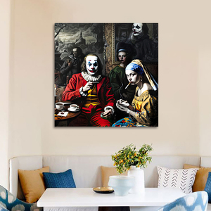 Guanjun pop art <span class=keywords><strong>pittura</strong></span> retrò stile vintage fumando ragazza con un orecchino di perla e stampa joker su tela <span class=keywords><strong>pittura</strong></span> - Product Image 4