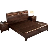 Lit coffre en bois massif couleur noyer avec rangement domestique, options lit double 1,8 m et lit simple 1,5 m