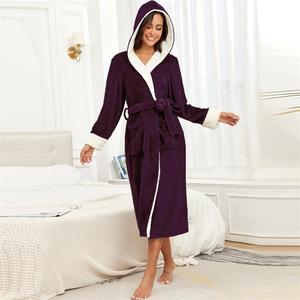 Free Shipping <strong>Bathrobe</strong> Luxury High Quality Weight <strong>Bathrobe</strong> Purple Funny Pajamas Adults Home Fleece Robe - Product Image 2