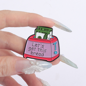 Lassen Sie uns dieses Brot Emaille Pin lustiges Geld Toaster Brosche Cartoon Dollar Abzeichen Geschenk Schmuck Großhandel Versorgung bekommen - Product Image 4