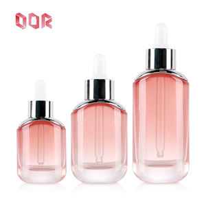 Botellas de vidrio con gotero para suero de 15ml, 30ml, 50ml, personalizadas para el cuidado de la piel, color rosa, botella vacía para loción o suero con tapa dorada o plateada. - Product Image 1