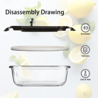 Boîtes de repas rapides avec couvercle, contenants de préparation de repas scellés, boîtes à lunch en verre pour la cuisine à domicile