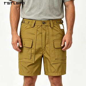 Custom Men's Grid Pattern Cargo Shorts Relaxed Fit Polyester Blend Outdoor Utility Shorts - Product Image 1