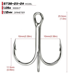 Anzuelo de pesca triples de acero al carbono, anzuelo de agua salada, fuerte Jigging, <span class=keywords><strong>3x</strong></span> <span class=keywords><strong>4X</strong></span>, precio barato - Product Image 4